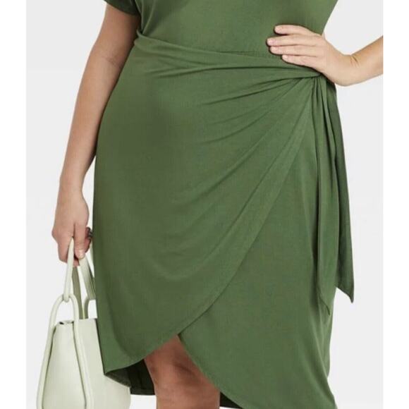 NEW Ava & Viv Faux Wrap Dress Rayon Jersey Knit Stretch Plus Size 2X 20W 22W - Picture 2 of 10
